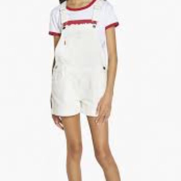 LEVI'S Big Girl's White Boyfriend Shortall 12 Reg - Picture 1 of 14